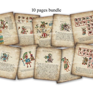 Aztec Stampabile Scarica Junk Journal Pages Manoscritto antico Digital Sheet Bundle Paper Ephemera Scrapbooking Journaling Clipart Prints