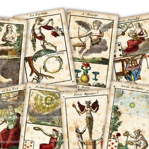 Fortune Teller Printable Download Full Deck 42 Cards Antique French Fortune Telling Clairvoyant Psychic Tarot Le Petit Oracle des Dames