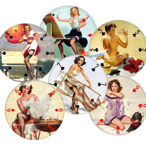 Home Barware Decor Drink Bar Coasters Pin Up Girls Retro Pinups Vintage 1940s 1950s Playing Card Digital Download Clipart Man Cave pm 861