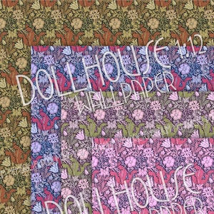 William Morris Dollhouse Wallpaper Printable Art Nouveau Floral Drawing Room Decor 1/12 Scale Miniature Dolls House Instant Download  816
