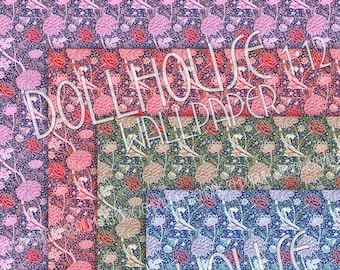 William Morris Dollhouse Wallpaper Printable Download Floral  Art Nouveau Drawing Room Decor 1/12 Scale Miniature Dolls House Instant 817