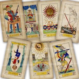 Tarot Cards Psychic Reading Clairvoyant Antique Fortune Telling Printable Download Digital Paper Clipart Decoupage Necromancy Divination 864