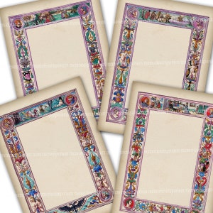 Journaling Renaissance Pages Stationery Borders Blank Background Printable Download Illumination Frames Antique Junk Journal Ephemera A27