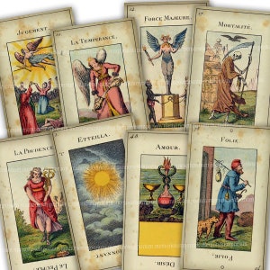 Tarocchi stampabili da scaricare Grand Etteilla mazzo completo 78 carte antiche francesi divinazione chiaroveggenza lettura psichica negromanzia occulto A05