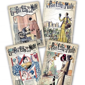 Le Petit Echo de la Mode Art Deco French Newspaper Magazine Copertina Stampabile Scarica Fashion Paris Paper Decoupage Donne Anni Venti 20s 984