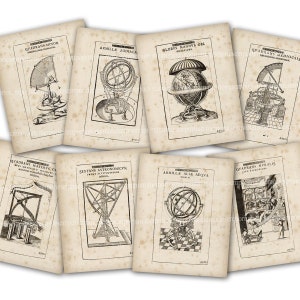 Astronomie Printable Download 1600er Jahre Star Gazing Buch Seite Illustrationen Astronomisch Himmel Karte Instrumente Scrapbook Astronom Clipart