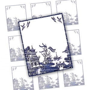 Rótulos de alimentos com padrão de salgueiro para impressão em azul e branco para potes de geléia, garrafas, conservas de pedreiro, despensa, barraca de alimentos, conservas, baixar clipart bl 881