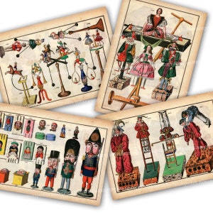 Antique Toy Catalog Pages Instant Printable Download Clockwork Automatons Windup Clowns Victorian Collectors Old Paper Ephemera 902