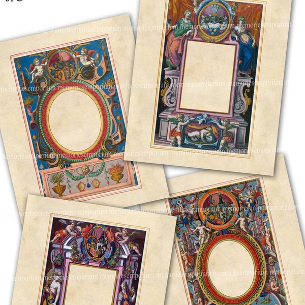 Printable Download Renaissance Illuminated Pages for Wedding Invitation Birthday Party Stationery Journaling Scrapbooking Collage Decoupage