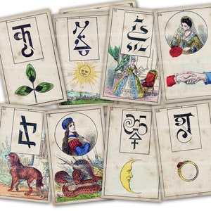 Cartas de Cartomante para Imprimir Download LeNormand Antigo Cartomancia Clarividente Vidente Psíquico Conjunto do Século XIX Adivinhação da Vida A84