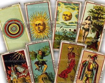 Printable Download Tarot Cards Psychic Reading Clairvoyant Antique Fortune Telling Digital Paper Clipart Decoupage Necromancy Divination 877