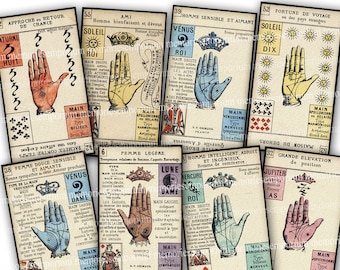 Palm Reading Tarot Cards Instant Download Fortune Teller Palmistry Clairvoyant Mystic Occult Fortune Teller Reader Decoupage Clipart 863