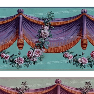 Druckbare Download DollHouse Wallpaper Border Dado Antike viktorianischen Floral Edging Papier Home Decor Decoupage Puppe Haus 914