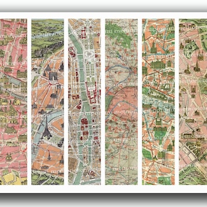 Marcapáginas de París vintage con mapas de calles, monumentos, edificios, etiquetas, fondos, marcapáginas, estilo shabby chic, imprimible, decoupage, retro, descarga digital 219