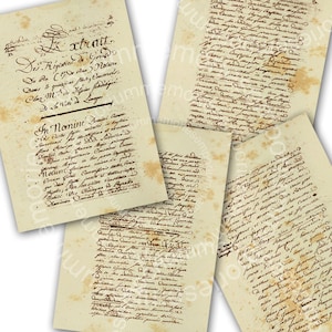 Handschrift Instant downloaden afdrukbare antieke schrijven shabby achtergrond gebeitst papier kortstondige oude Franse document volledige pagina decoupage 920