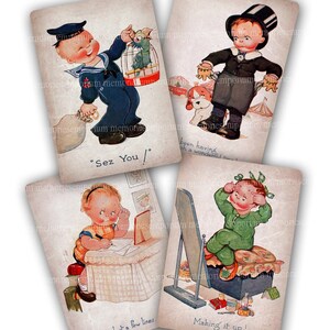 Retro crianças cartões postais imprimir-se download instantâneo engraçado criança scrapbooking diário decoupage papel vintage cartões imprimíveis 932