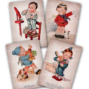 Kinder Postkarten Retro Sofort Download Print Yourself Lustige Kid Scrapbooking Journal Decoupage Vintage Papier Ephemera Printable Karten 931