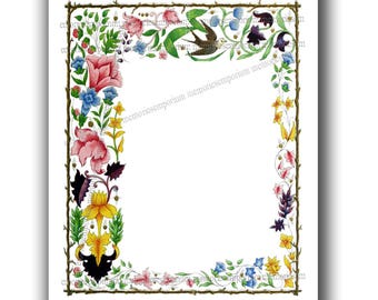 DIY Wedding Invitation Florentine Border Flower Page Stationery Digital Download Engagement Parties DIY Craft Greeting Note Cards Tag fg 848