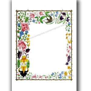 DIY Wedding Invitation Florentine Border Flower Page Stationery Digital Download Engagement Parties DIY Craft Greeting Note Cards Tag fg 848