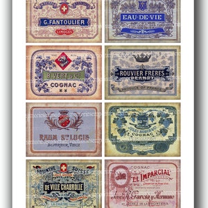 French Labels Alcohol for Bottles Liquor Grog Liqueur Brandy Rum Absinthe Antique for Shabby Chic Old Decoupage Ephemera Backgrounds 489