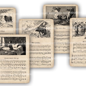Comptines papier numérique téléchargement Twinkle Twinkle Baa Baa Bo Peep vintage carte taille musique ancienne enfants bricolage découpage imprimable 688