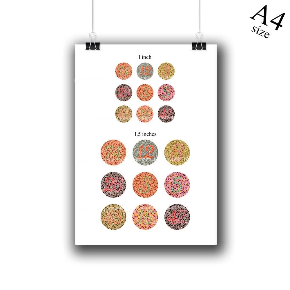 Eye Chart Color Blind Ishihara Test Circles Digital Download Printable