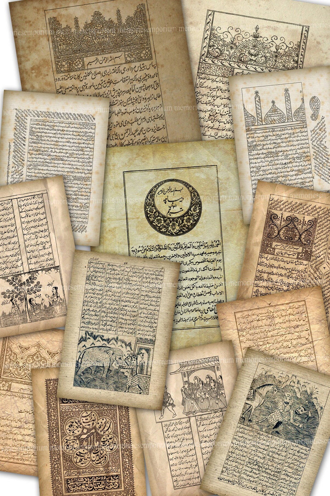 Urdu Printable Download Paper Ephemera Old Book Page Manuscript