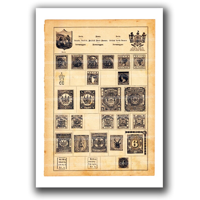 Vintage Postage Stamp Album Pages Antique Postal Ephemera Etsy