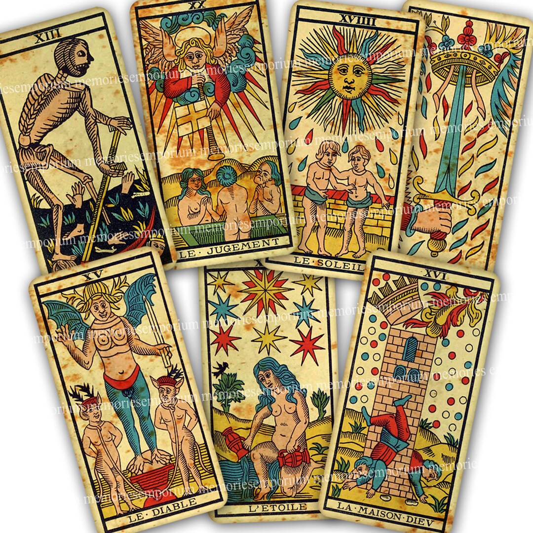 Tarot Imprimable Télécharger Full Deck 78 Cartes Marseille Antique Français  Fortune Telling Clairvoyant Lecture Psychique Nécromancie Occulte A04 -   France