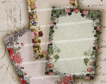 Flower Frames Borders ACEO ATC Victorian Floral Mounts Fruit Decoupage Antique Album Tag Digital Collage Sheet Printable Download 171