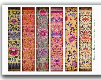 Bookmarks Book Marks Chinese Oriental Asian Antique Floral Pattern Shabby Chic Booklover Book Lover Library Printable Collage Sheet 400
