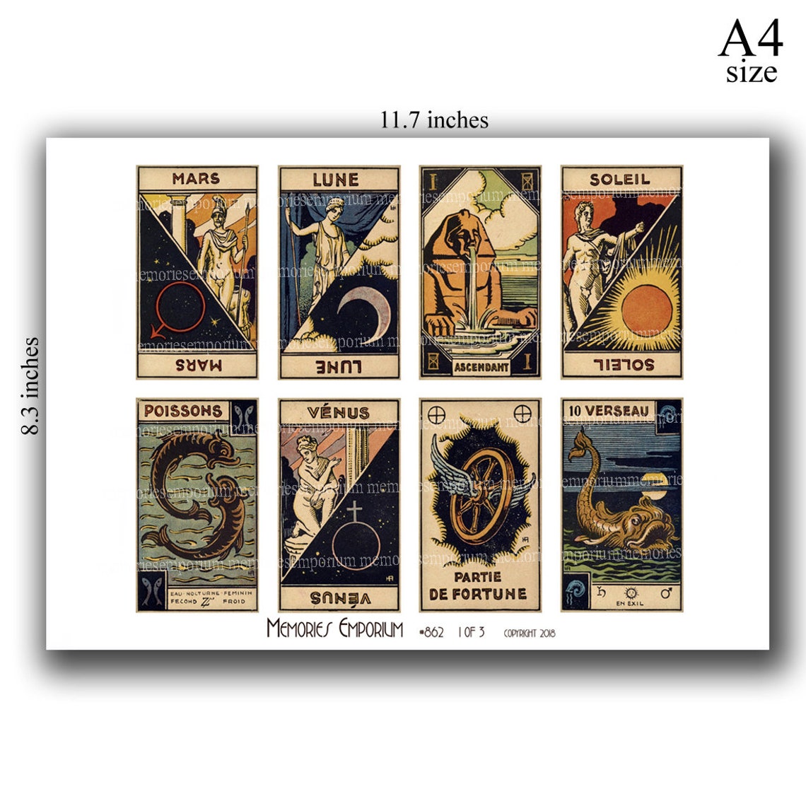 Tarot Cards Instant Download Art Deco Astrology Clairvoyant Etsy