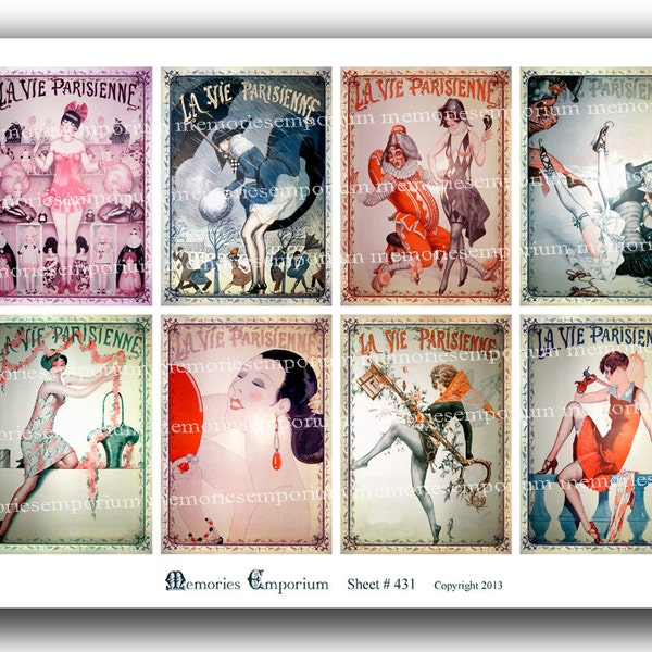 La Vie Parisienne Paris Life Digital Collage Sheet Download French Belle Epoque Decoupage ATC ACEO size Antique Shabby Chic 431