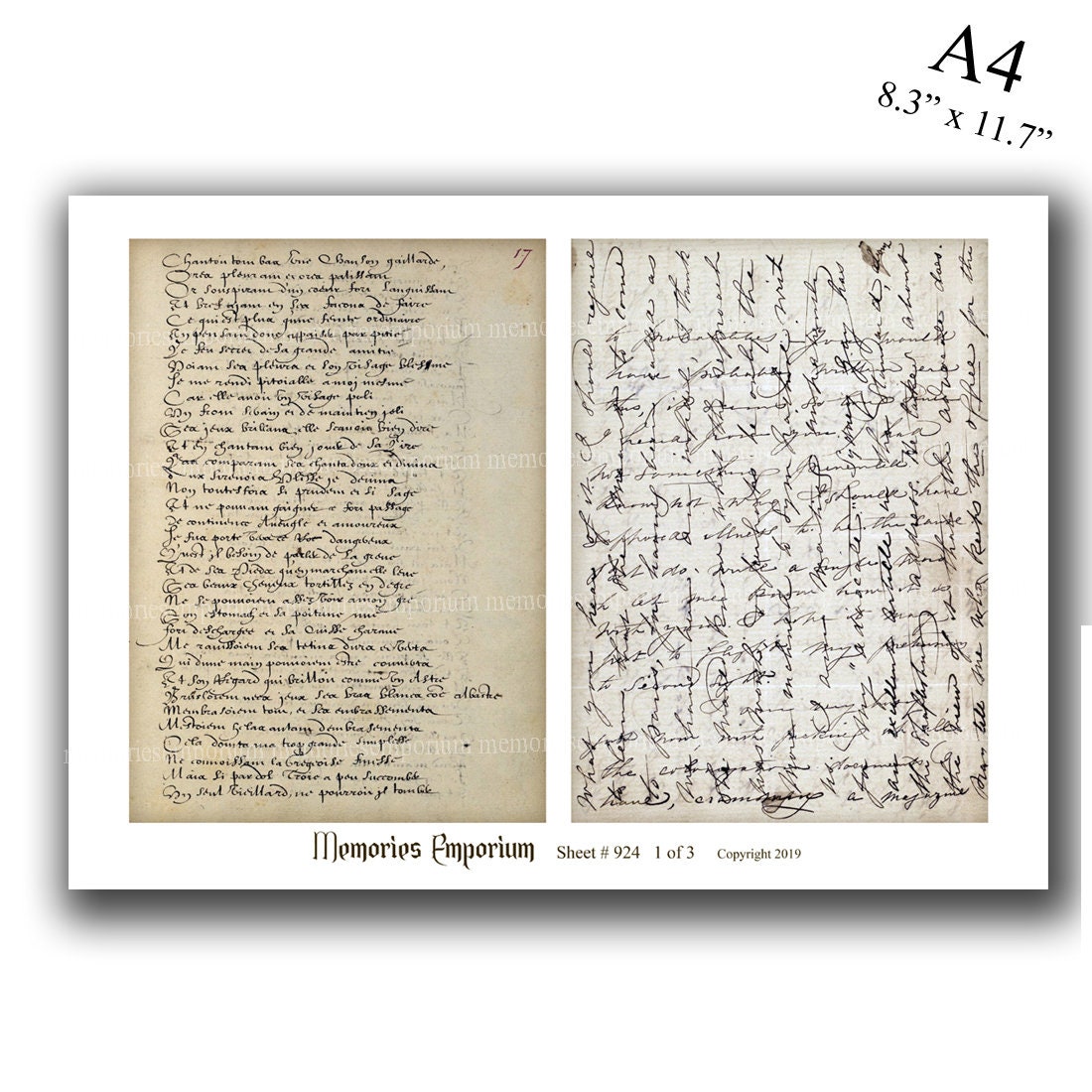 Old Script Pages Old Handwriting Instant Download Printable Antique Written Pages ...