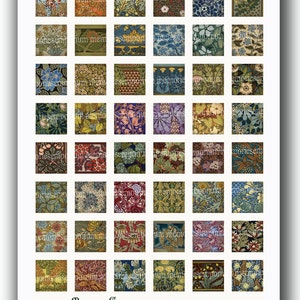 Puede incluir: Una hoja de 36 cuadrados de papel con patrones florales vintage. Los patrones son de varios colores, incluyendo verde, azul, rojo y amarillo. La hoja está etiquetada "Memories Emporium Sheet # 301 Copyright 2012".