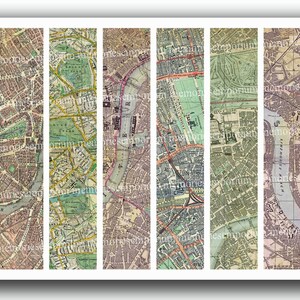Old London Street Maps Bookmarks Parks River Tag Backgrounds Shabby Chic Book Marks Printable Digital Collage Sheet 220 image 3