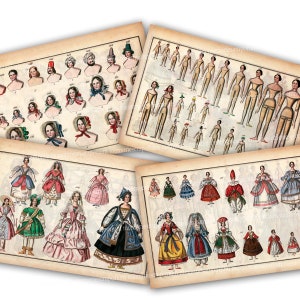 Printable Download Antique Doll Toy Catalog Pages Dolls Heads Articulated Arms Legs Doll Collectors Vintage Costumes Old Paper Ephemera 898