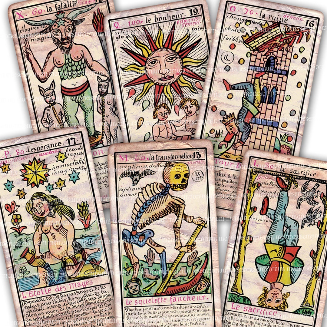 Tarot Cards Printable Download Instant Antique Clairvoyant Mystic ...