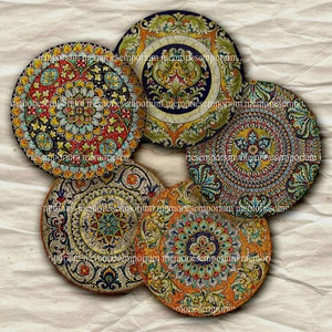 Old China Plates Two Inch Circles Antique Patterns Decoupage Compacts Buttons Magnets Mirrors Digital Collage Sheet Printable Download 233 image 1