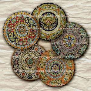 Old China Plates Two Inch Circles Antique Patterns Decoupage Compacts Buttons Magnets Mirrors Digital Collage Sheet Printable Download 233 image 1