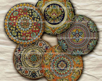 Old China Plates Two Inch Circles Antique Patterns Decoupage Compacts Buttons Magnets Mirrors Digital Collage Sheet Printable Download 233