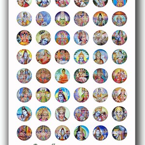 以下が含まれることがあります： ヒンドゥー教の神々を描いた、カラフルな丸いステッカー36枚のシート。各ステッカーには、シヴァ、ヴィシュヌ、ブラフマーなど、異なる神々や女神の画像が描かれています。これらのステッカーは、クラフト、ジャーナル、家の装飾に精神的なタッチを加えるのに最適です。