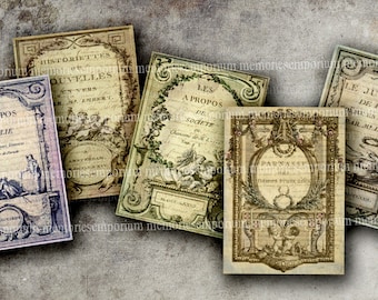 French Book Pages Antique Shabby Chic Engravings ACEO ATC Old Backgrounds Decoupage Digital Collage Sheet Download 170