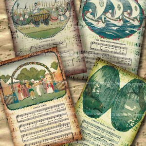 Nursery Rhyme Song Book Pages Antique Postcard Size Decoupage Backgrounds Lavender Blue A Frog a Wooing Printable Collage Sheet Download 383