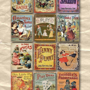 Childrens Story Book Covers Old Vintage Kids Picture Scrapbooking Decoupage Digital Collage Sheet Instant Download 037