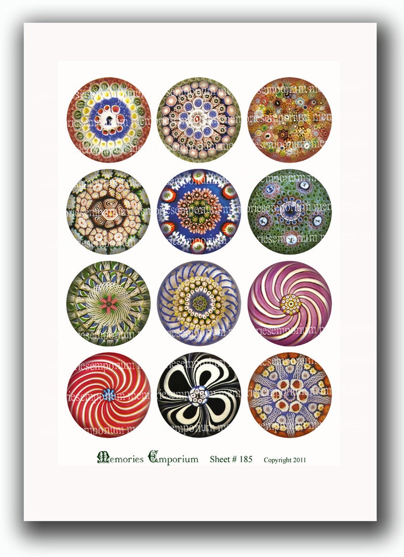 Victorian Paperweights Antique Glass Two 2 inch circles for Etsy