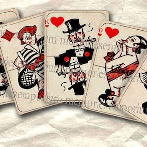 Karty do gry Art Deco ATC ACEO Gry karciane Lata dwudzieste Lata dwudzieste Lata dwudzieste XX wieku Cyfrowy arkusz kolażu Natychmiastowe pobieranie 088
