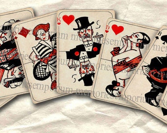 Art Deco Playing Cards ATC ACEO Card Games Twenties 20s 1920s Digital Collage Sheet Instant Download 088