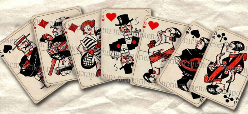 Art Deco Playing Cards ATC ACEO Card Games Twenties 20s 1920s Digital Collage Sheet Instant Download 088 image 1