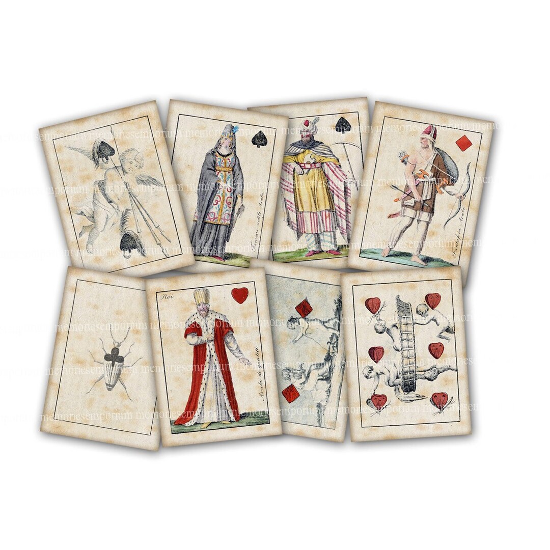 Playing Card Deck Printable Download Antique Set of 52 Cards Etsy UK